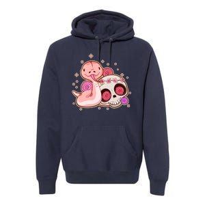 Funny Cute Snake and Flower Skull Premium Hoodie