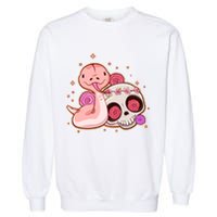 Funny Cute Snake and Flower Skull Garment-Dyed Sweatshirt