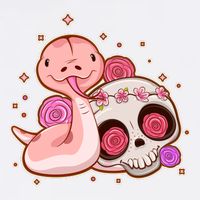 Funny Cute Snake and Flower Skull Garment-Dyed Sweatshirt