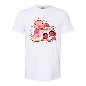 Funny Cute Snake and Flower Skull Softstyle CVC T-Shirt