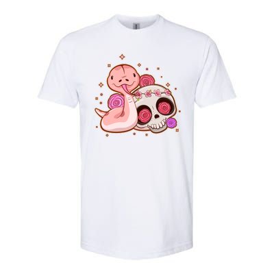 Funny Cute Snake and Flower Skull Softstyle® CVC T-Shirt