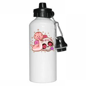 Funny Cute Snake and Flower Skull Aluminum Water Bottle