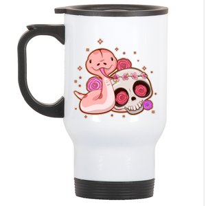 Funny Cute Snake and Flower Skull Stainless Steel Travel Mug