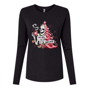 Funny Christmas Sorta Merry Sorta Scary Skeleton Xmas Tree Womens Cotton Relaxed Long Sleeve T-Shirt