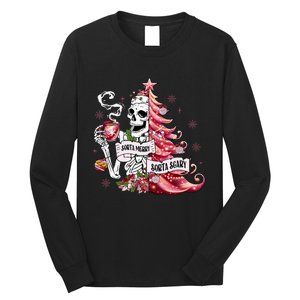 Funny Christmas Sorta Merry Sorta Scary Skeleton Xmas Tree Long Sleeve Shirt