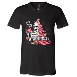 Funny Christmas Sorta Merry Sorta Scary Skeleton Xmas Tree V-Neck T-Shirt