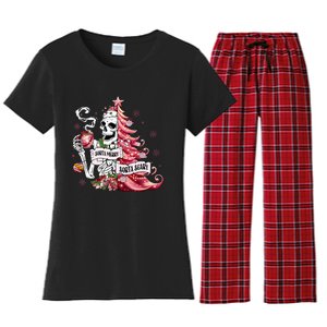 Funny Christmas Sorta Merry Sorta Scary Skeleton Xmas Tree Women's Flannel Pajama Set