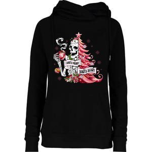 Funny Christmas Sorta Merry Sorta Scary Skeleton Xmas Tree Womens Funnel Neck Pullover Hood