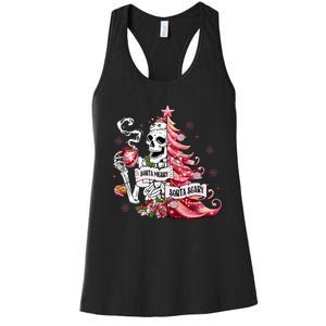 Funny Christmas Sorta Merry Sorta Scary Skeleton Xmas Tree Women's Racerback Tank