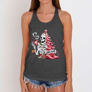 Funny Christmas Sorta Merry Sorta Scary Skeleton Xmas Tree Women's Knotted Racerback Tank