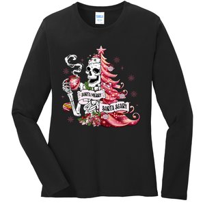 Funny Christmas Sorta Merry Sorta Scary Skeleton Xmas Tree Ladies Long Sleeve Shirt