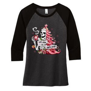 Funny Christmas Sorta Merry Sorta Scary Skeleton Xmas Tree Women's Tri-Blend 3/4-Sleeve Raglan Shirt