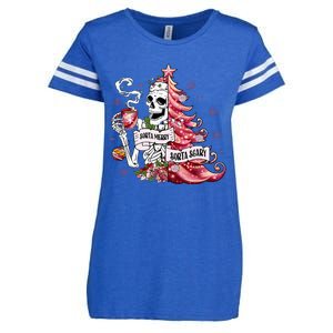 Funny Christmas Sorta Merry Sorta Scary Skeleton Xmas Tree Enza Ladies Jersey Football T-Shirt