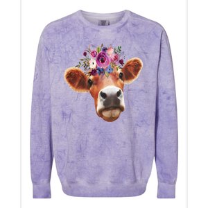 Floral Cow Spring Nature Colorblast Crewneck Sweatshirt