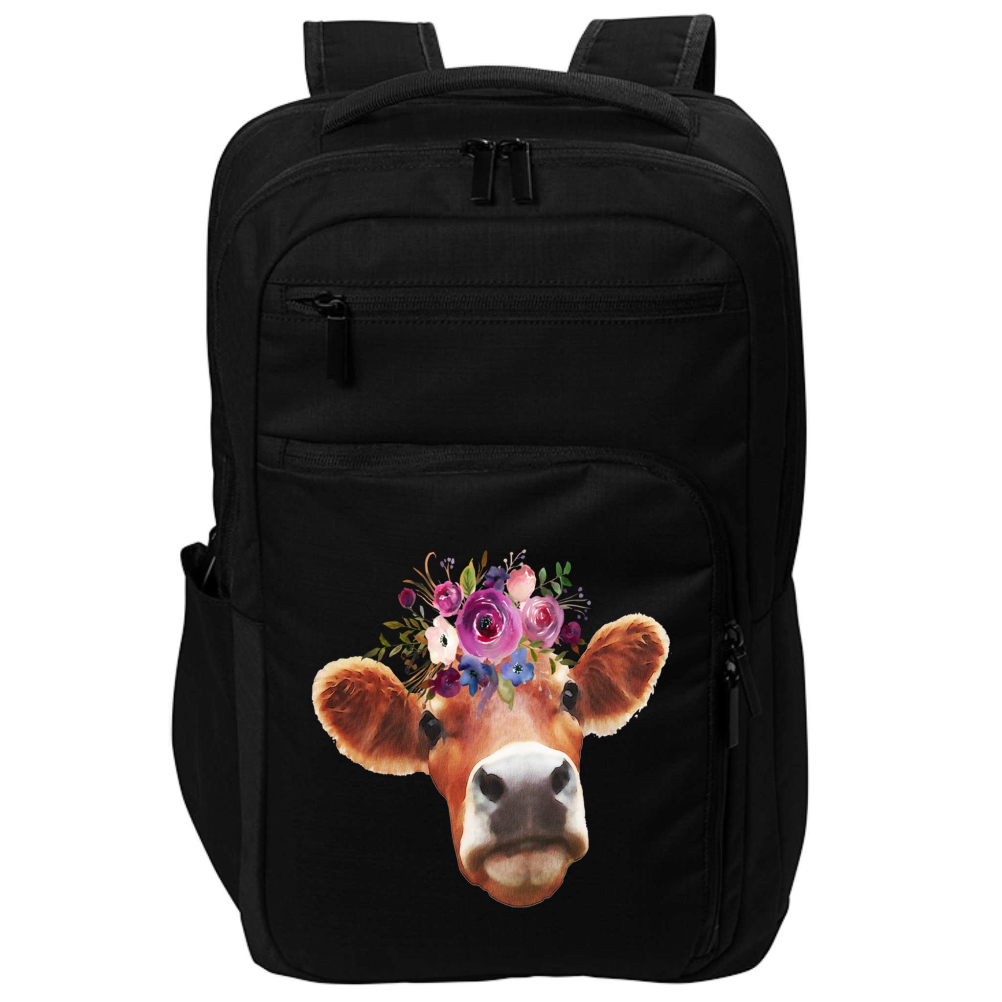 Floral Cow Spring Nature Impact Tech Backpack