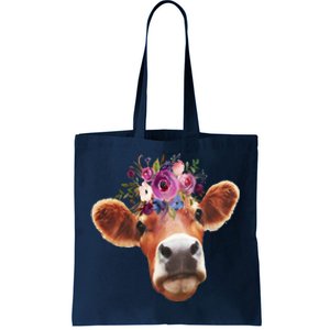 Floral Cow Spring Nature Tote Bag