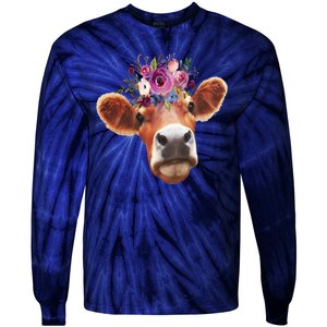 Floral Cow Spring Nature Tie-Dye Long Sleeve Shirt