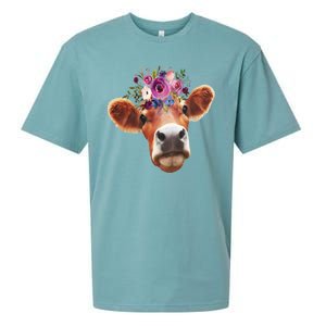 Floral Cow Spring Nature Sueded Cloud Jersey T-Shirt