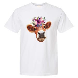 Floral Cow Spring Nature Garment-Dyed Heavyweight T-Shirt