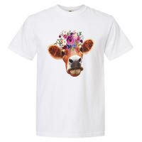 Floral Cow Spring Nature Garment-Dyed Heavyweight T-Shirt