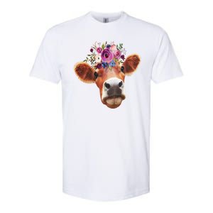 Floral Cow Spring Nature Softstyle CVC T-Shirt