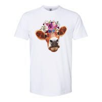 Floral Cow Spring Nature Softstyle CVC T-Shirt