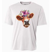 Floral Cow Spring Nature Cooling Performance Crew T-Shirt