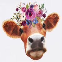 Floral Cow Spring Nature Cooling Performance Crew T-Shirt