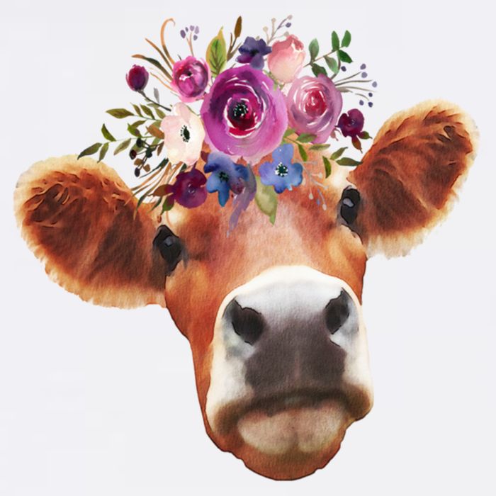 Floral Cow Spring Nature Cooling Performance Crew T-Shirt