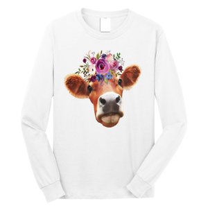 Floral Cow Spring Nature Long Sleeve Shirt