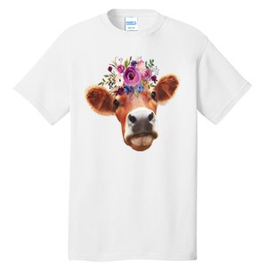 Floral Cow Spring Nature Tall T-Shirt