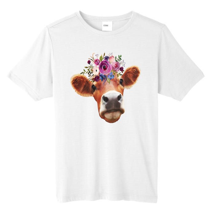 Floral Cow Spring Nature Tall Fusion ChromaSoft Performance T-Shirt