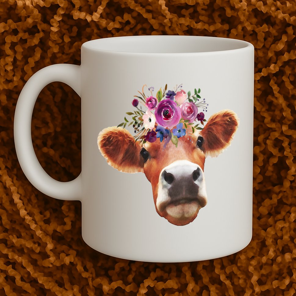 Floral Cow Spring Nature Mug