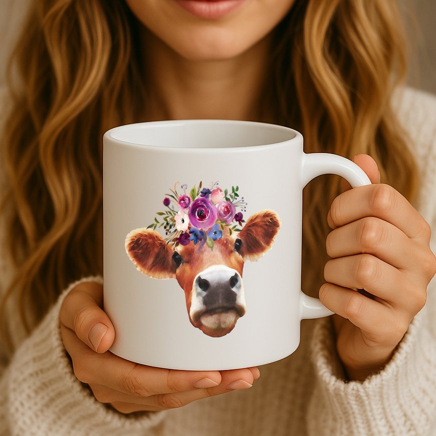 Floral Cow Spring Nature Mug