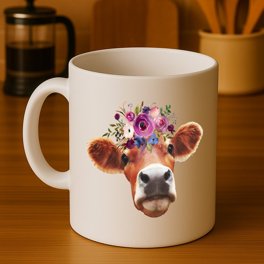 Floral Cow Spring Nature Mug