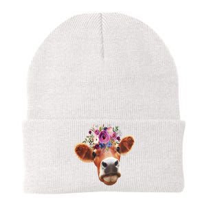 Floral Cow Spring Nature Knit Cap Winter Beanie