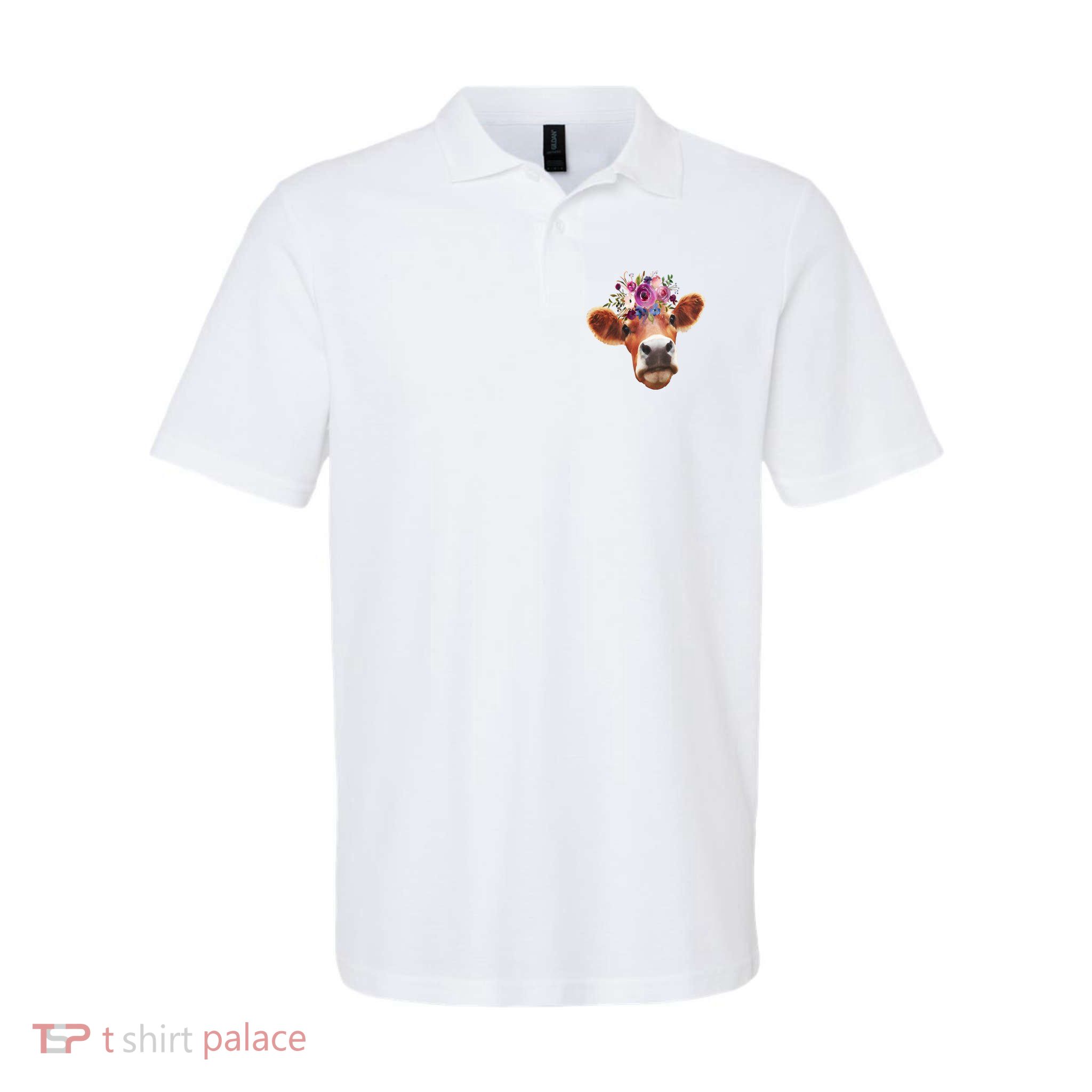 Floral Cow Spring Nature Softstyle Adult Sport Polo