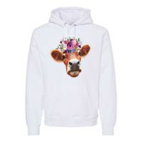 Floral Cow Spring Nature Premium Hoodie