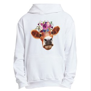 Floral Cow Spring Nature Urban Pullover Hoodie