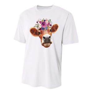 Floral Cow Spring Nature Performance Sprint T-Shirt