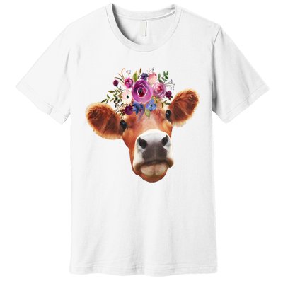 Floral Cow Spring Nature Premium T-Shirt
