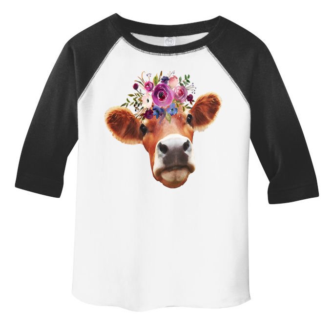 Floral Cow Spring Nature Toddler Fine Jersey T-Shirt