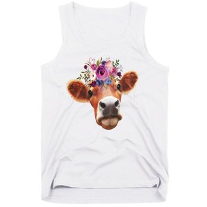 Floral Cow Spring Nature Tank Top