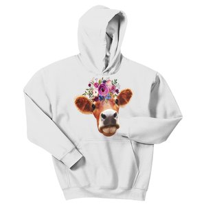 Floral Cow Spring Nature Kids Hoodie