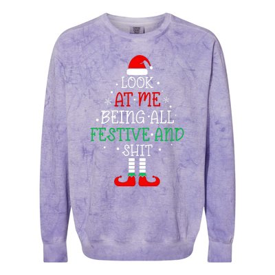 Funny Christmas Tree Look At Me Being All Festive Colorblast Crewneck Sweatshirt