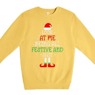 Funny Christmas Tree Look At Me Being All Festive Premium Crewneck Sweatshirt