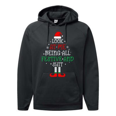 Funny Christmas Tree Look At Me Being All Festive Performance Fleece Hoodie