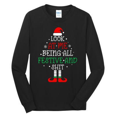 Funny Christmas Tree Look At Me Being All Festive Tall Long Sleeve T-Shirt