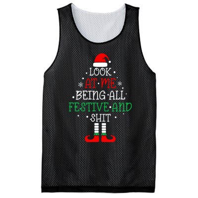 Funny Christmas Tree Look At Me Being All Festive Mesh Reversible Basketball Jersey Tank