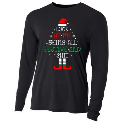 Funny Christmas Tree Look At Me Being All Festive Cooling Performance Long Sleeve Crew